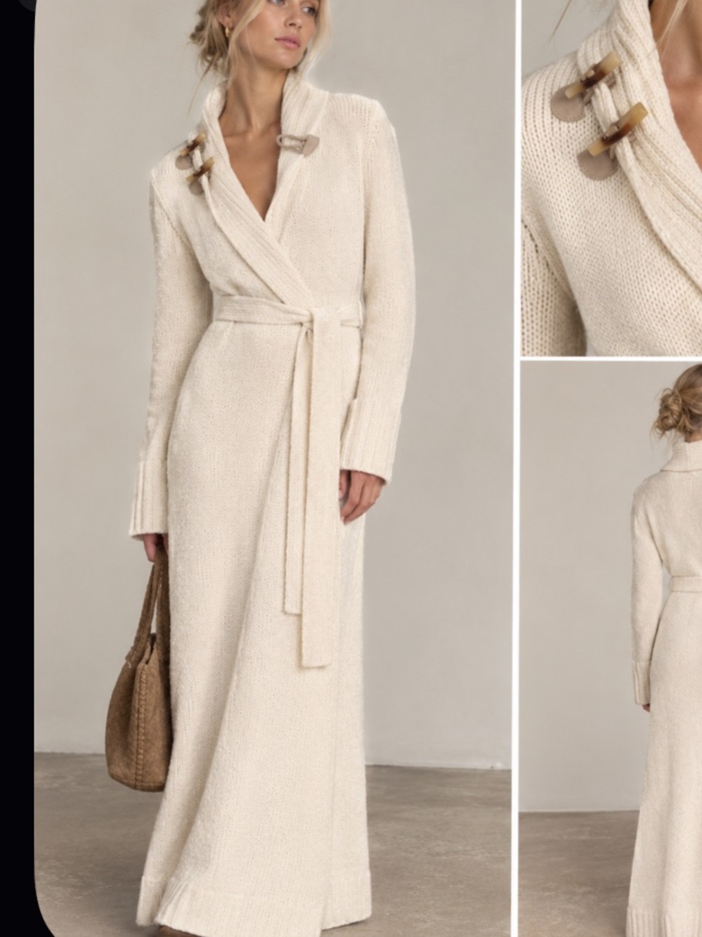 Rare vtg Ralph Lauren wool angora toggle long wrap cardigan knit sweater fall